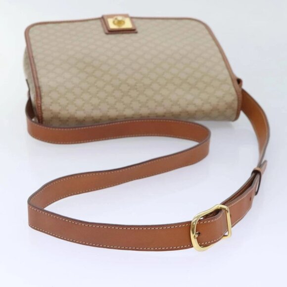 CELINE Macadam Canvas Shoulder Bag Beige Brown Gold Auth kk341V - Picture 8 of 16